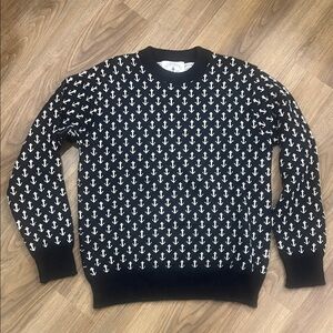Vintage Kiel James Patrick Navy and White Anchor Crewneck Sweater